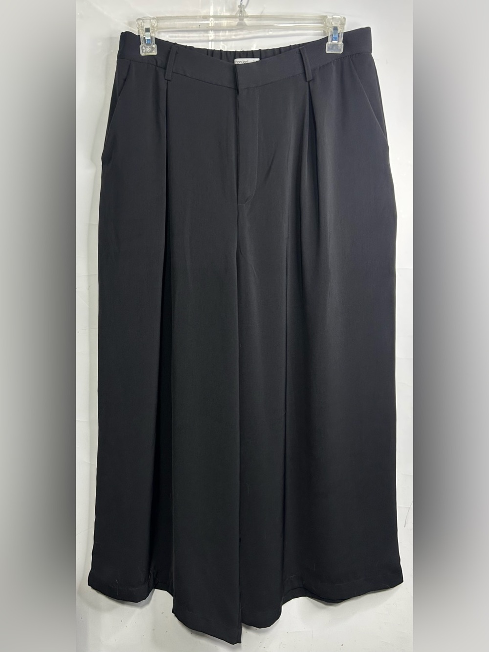Tronjori Wide Leg Black Pleated Trouser Pants XXL